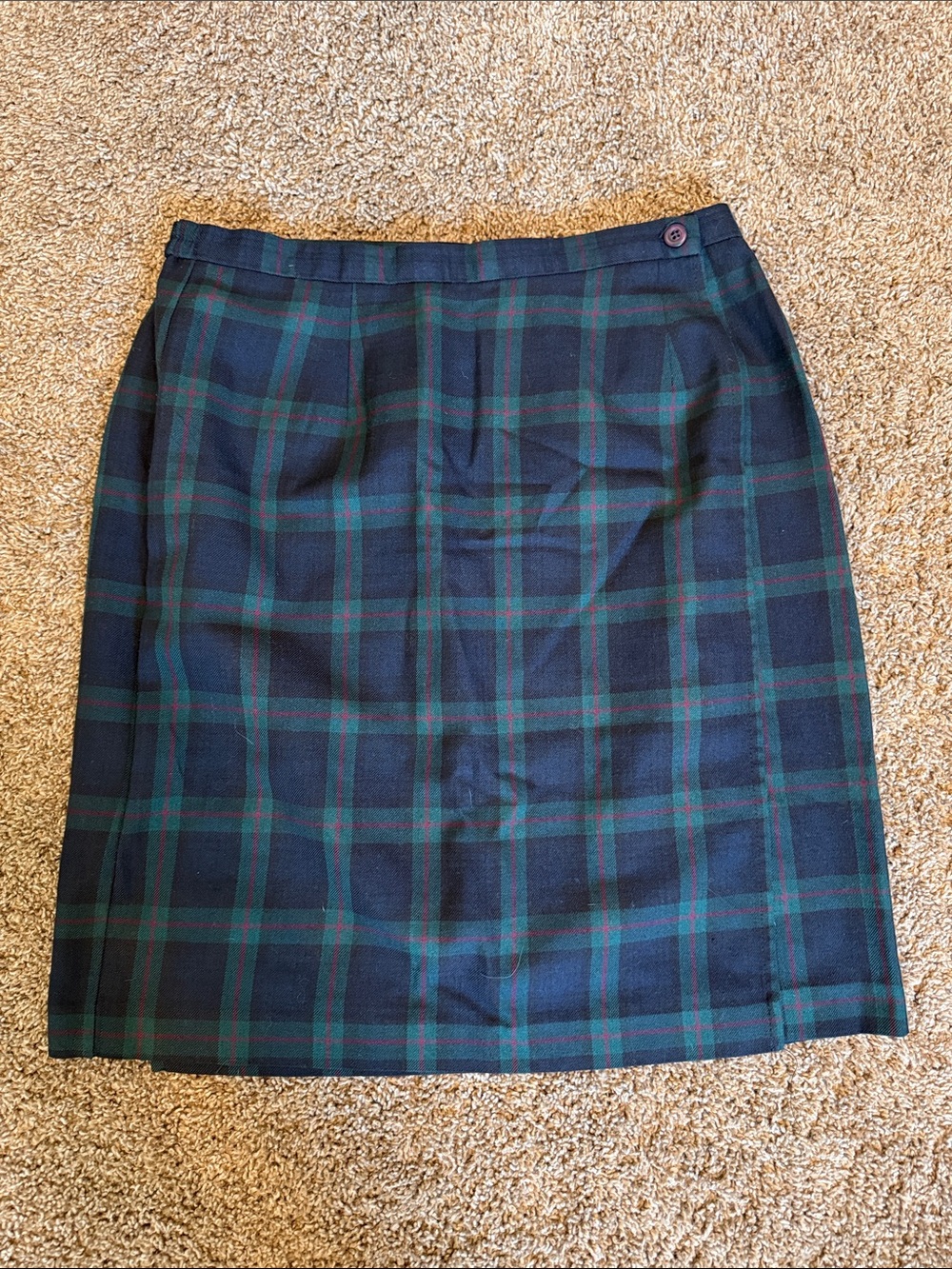Requirements Navy and Green Plaid Pencil Skirt
